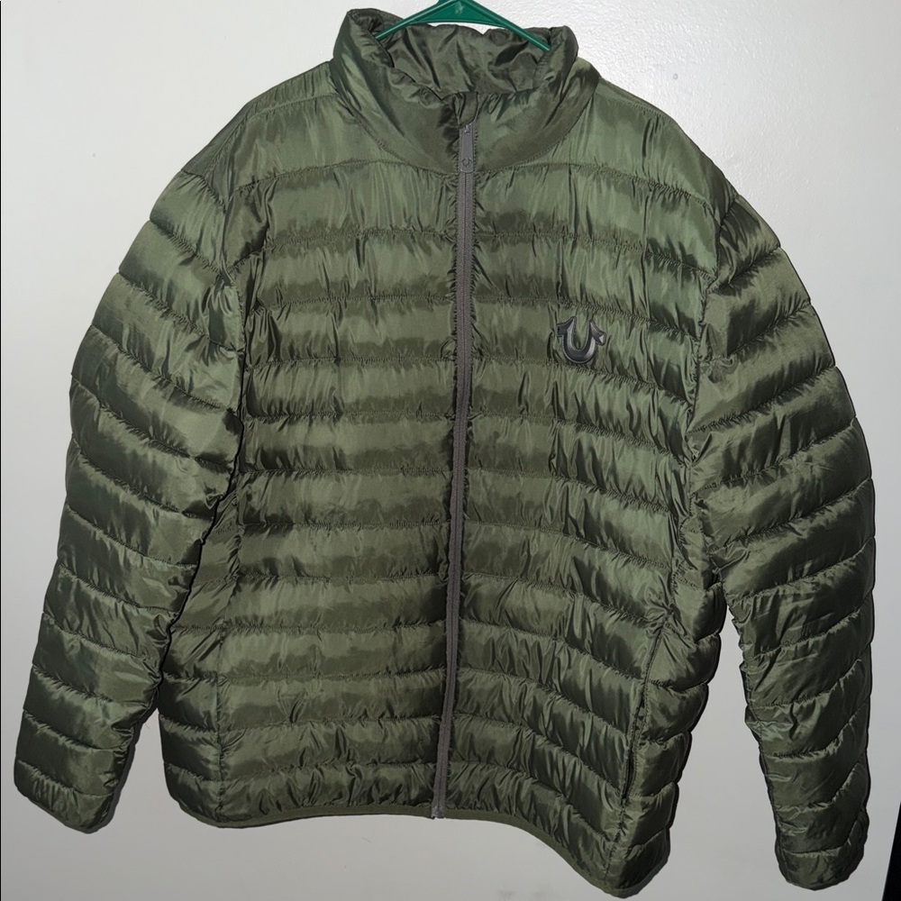2XL True Religion Olive Puffer Jacket